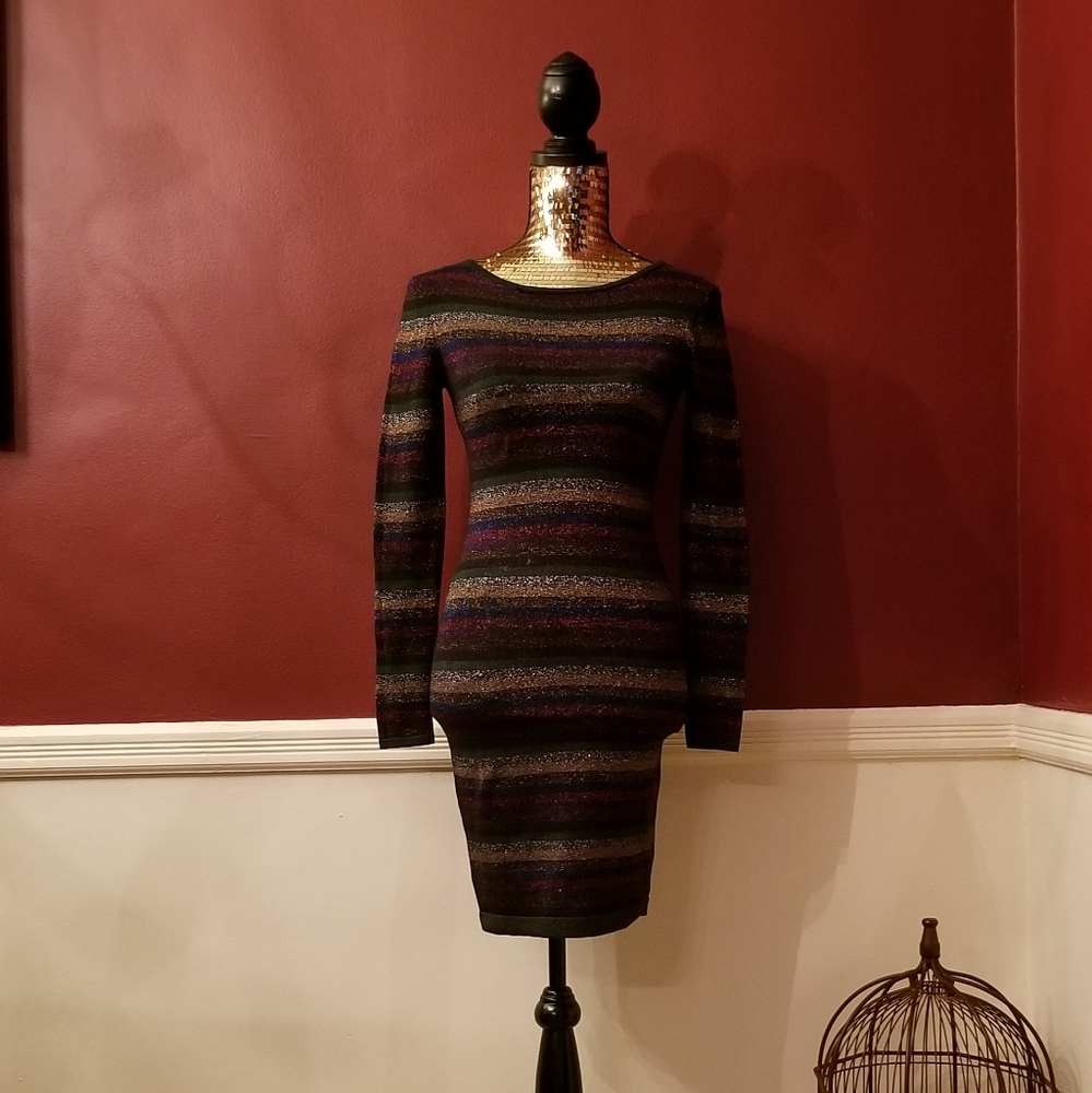 Moda International Metallic Striped Bodycon Dress
